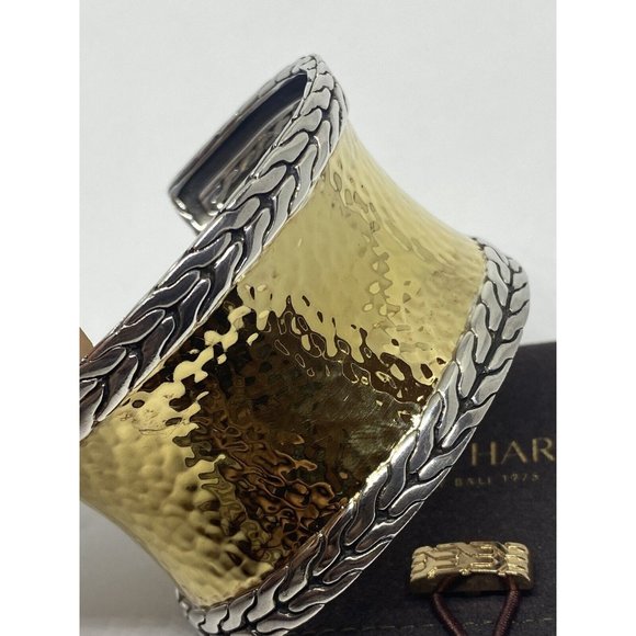 John Hardy Palu 1.5" Wide 22k Gold Sterling Silver Palu 6.5" Bracelet Cuff - Picture 5 of 12